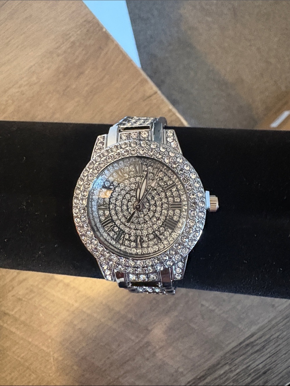 Silver Crystal-Embellished Women's Watch - Sparkling Bracelet Style
